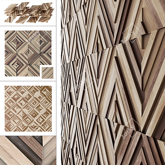 Panel Wood Rail Angle N1 - High-Quality Textured Geometry for 3D Rendering 3D model image 2