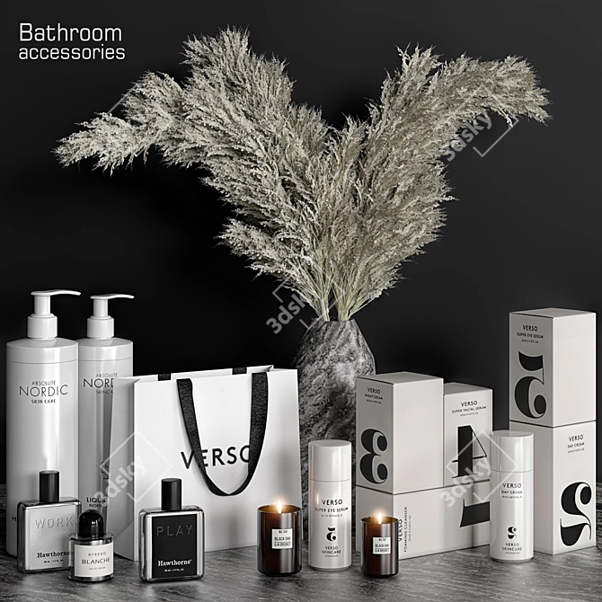 Modern Bathroom Accessories Set 3D model image 1