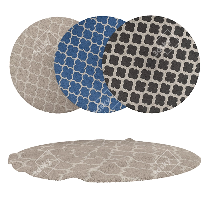 Round Carpets Set 229: Versatile Rug Collection in Various Styles & Textures 3D model image 1