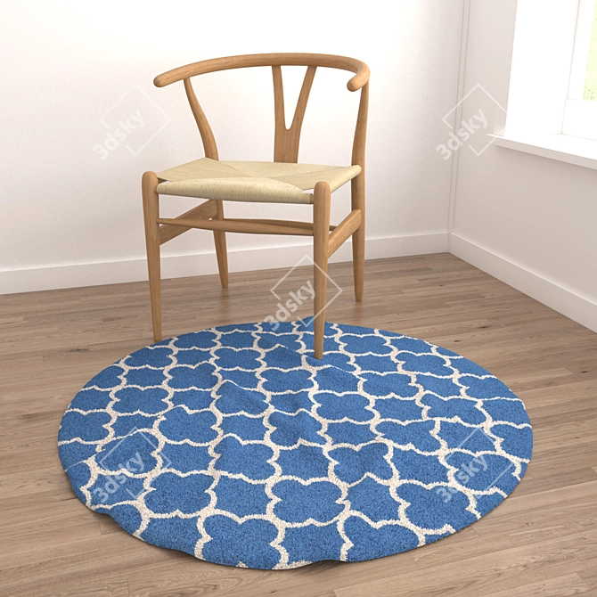 Round Carpets Set 229: Versatile Rug Collection in Various Styles & Textures 3D model image 4