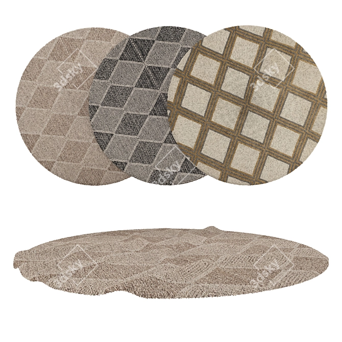 Round Carpets Set: Versatile Designs for Stunning Renders 3D model image 1