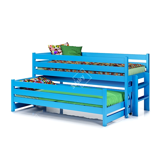 Matryoshka Pine Cot with 4 Color Options 3D model image 2