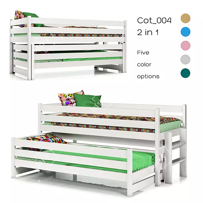 Matryoshka Pine Cot with 4 Color Options 3D model image 6