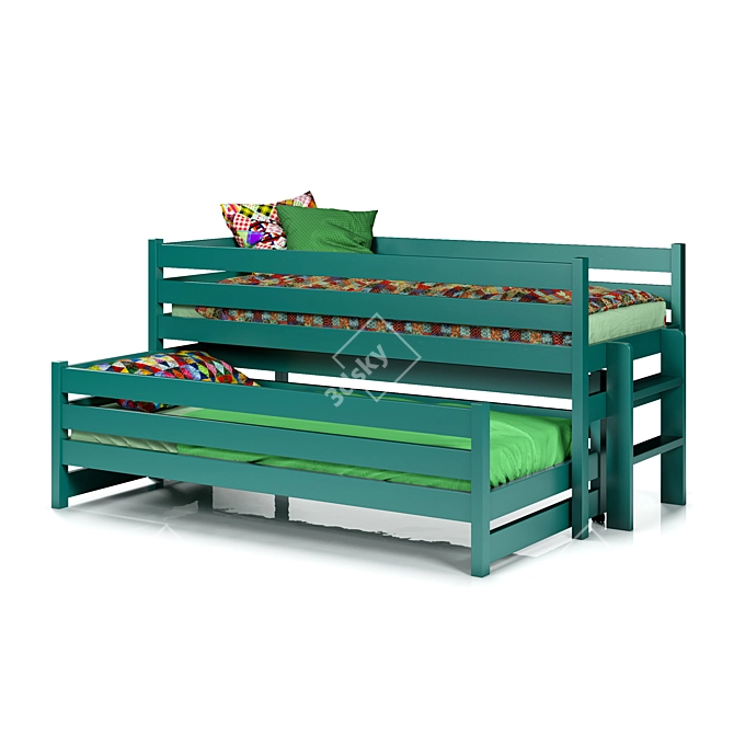 Matryoshka Pine Cot with 4 Color Options 3D model image 8