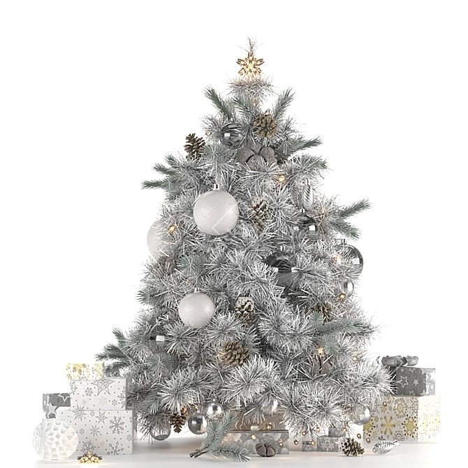 Winter Tabletop Christmas Tree 3D model image 1