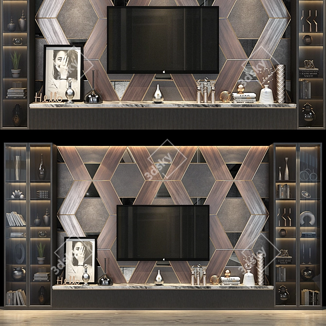 Sleek TV Shelf Set by Studia 54 3D model image 1