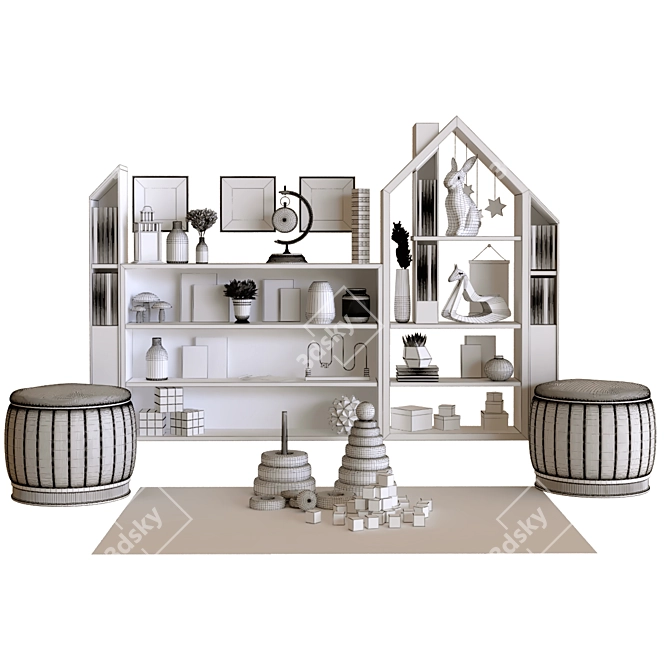 Modern Children Decor Set 3D model image 5