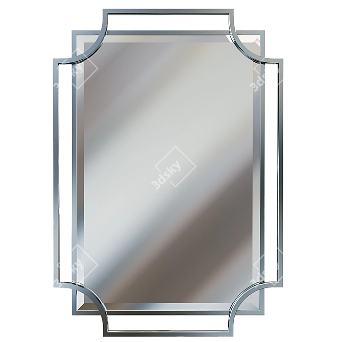 Sleek Chrome-Framed Rectangle Mirror 3D model image 1