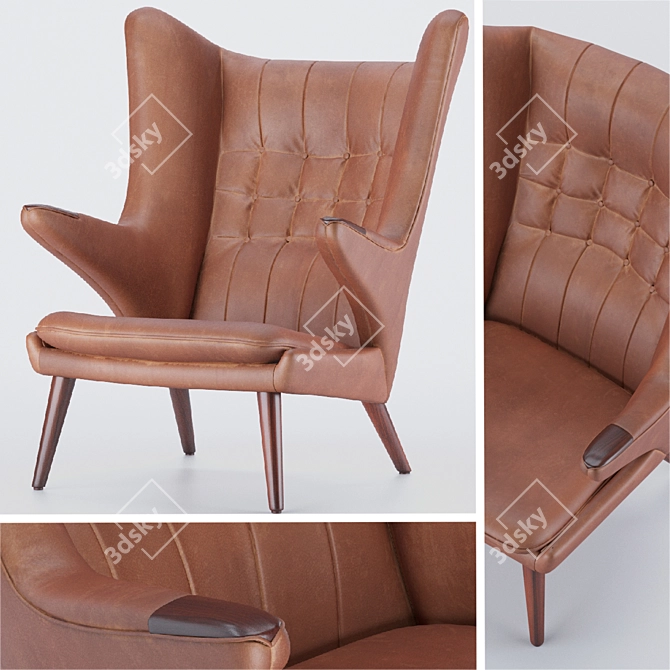Bear-Paw Leather Armchair - Hans Wagner 3D model image 1