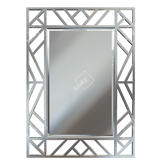 Elegant Steel-framed Rectangular Mirror 3D model image 1