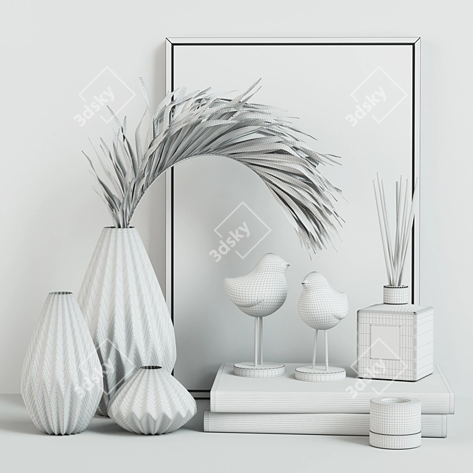 Glass Bird Decor Set 3D model image 3