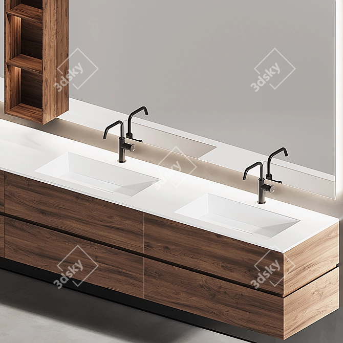 Edone by Agora NIK 002: Elegant Vanity Set with Kuma Stone Panna Sinks 3D model image 3