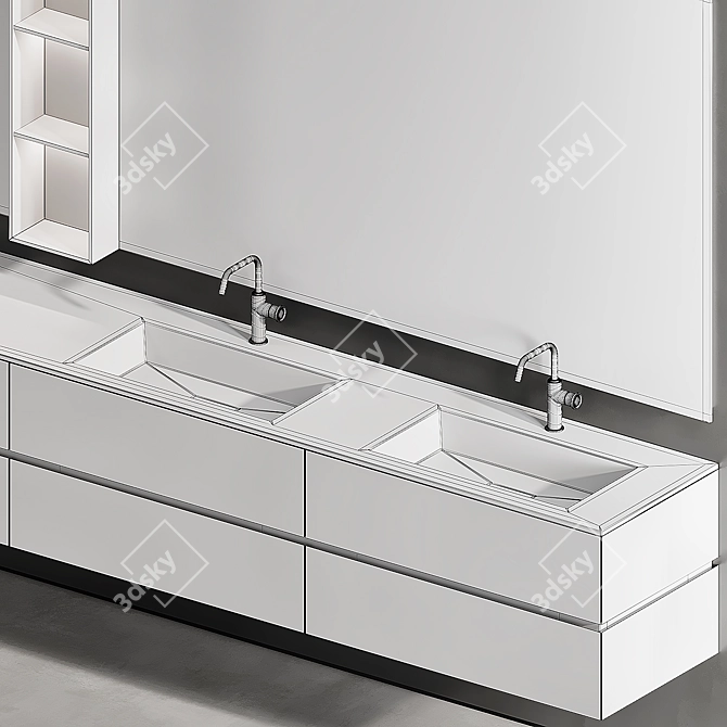 Edone by Agora NIK 002: Elegant Vanity Set with Kuma Stone Panna Sinks 3D model image 4