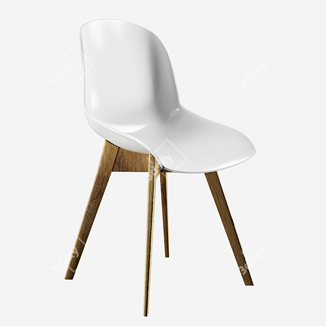 Élégante Chaise Blanche en Bois 3D model image 3