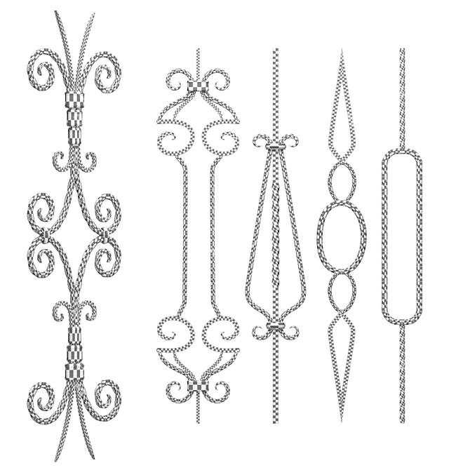 Elegant Wrought Iron Panel Kit 3D model image 2