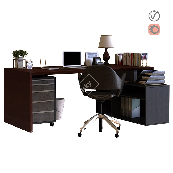 Workplace 014: Modern Office Furniture 3D model image 1