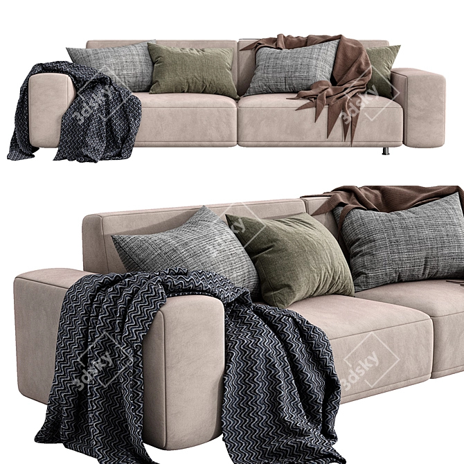 Modern Cross Sofa: Stylish, Versatile, and Comfortable 3D model image 2