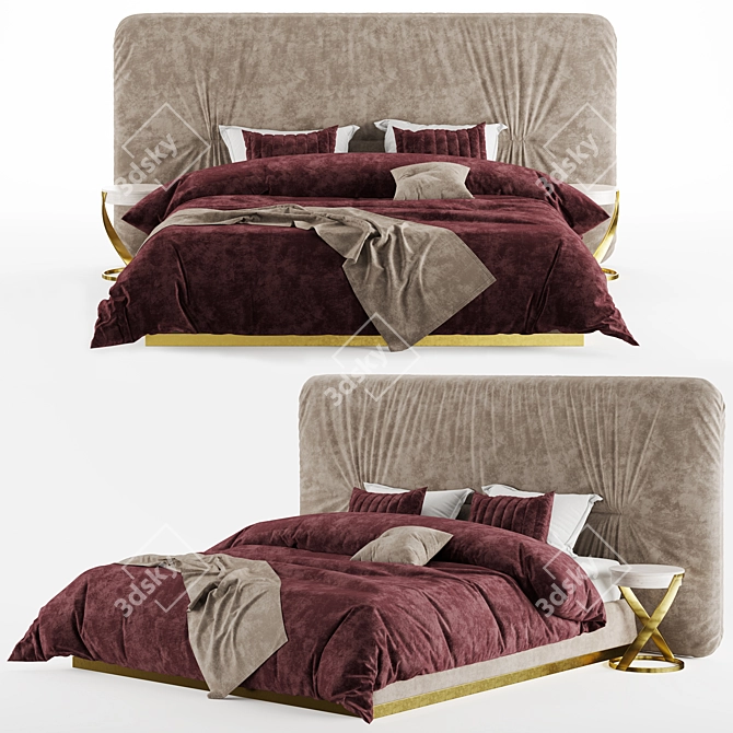 Sleek Modern Bed Design 3D model image 1