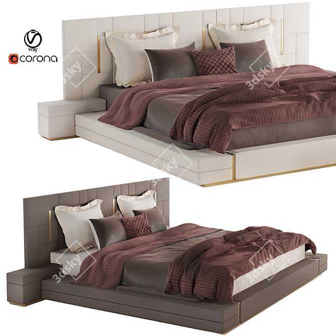Sleek Touch Stainless Steel Bed 3D model image 1