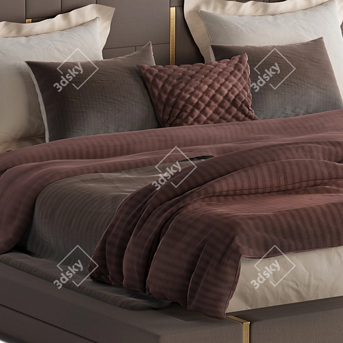 Sleek Touch Stainless Steel Bed 3D model image 2