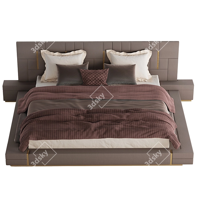 Sleek Touch Stainless Steel Bed 3D model image 4
