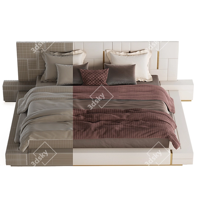 Sleek Touch Stainless Steel Bed 3D model image 5