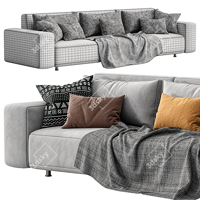 Modern Cross Sofa: Stylish and Versatile 3D model image 5