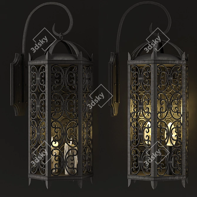 Spanish Revival Wall Lamp 3D model image 2