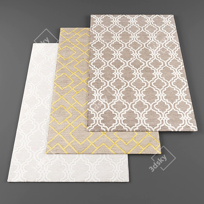 High Resolution Set of 4 Rugs 3D model image 1