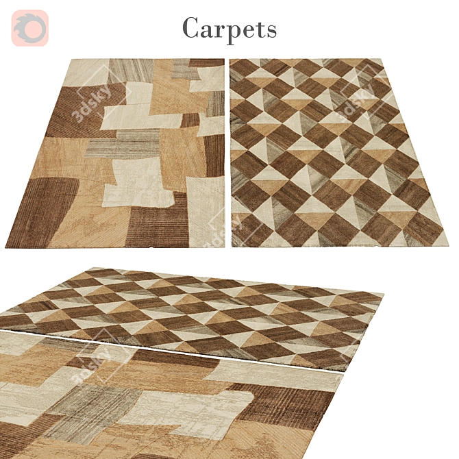  Vibrant Floral Rug: 3 888 Polys, 4 004 Vets 3D model image 1