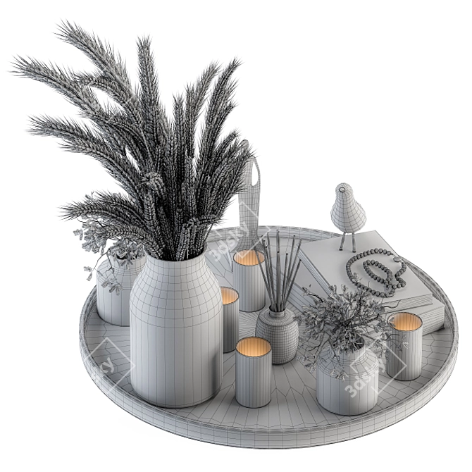 Rustic Wheat Tray Set - 54 Pieces 3D model image 5