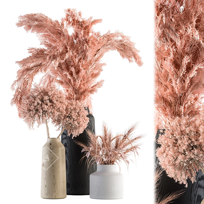 Pink Pampas: Beautiful Dried Plant 3D model image 1