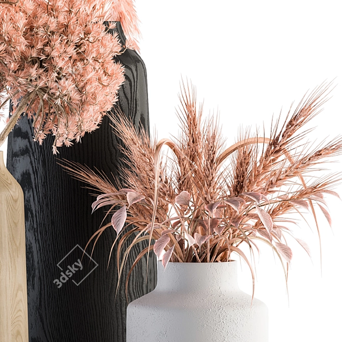 Pink Pampas: Beautiful Dried Plant 3D model image 4