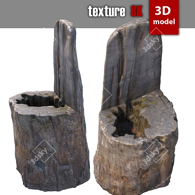 Detailed 3D Stump Model 3D model image 1