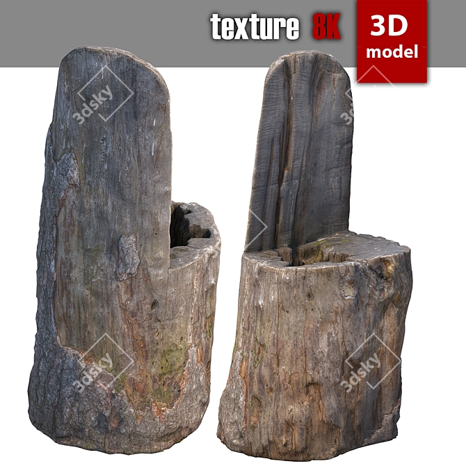 Detailed 3D Stump Model 3D model image 4