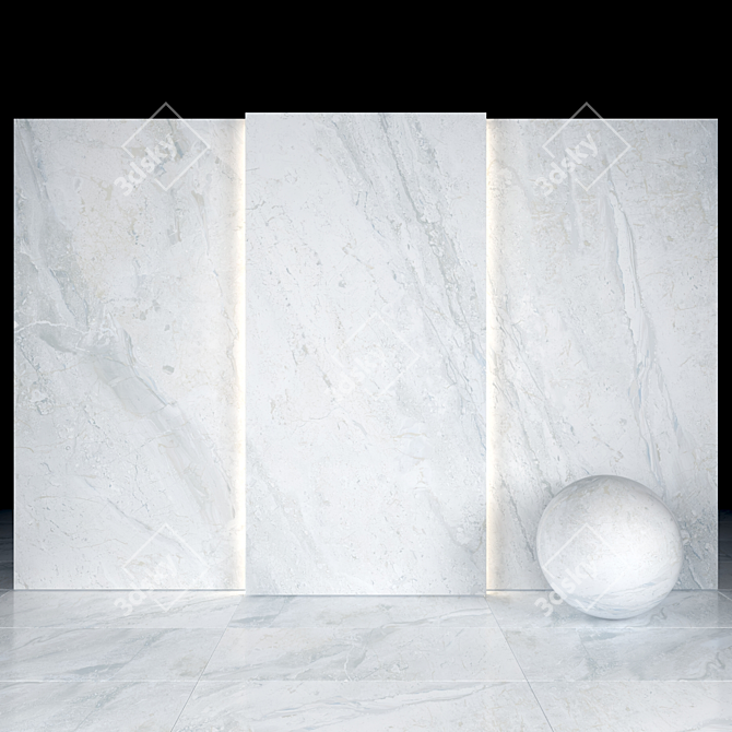 Elegant Helena Gray Marble Slabs 3D model image 2