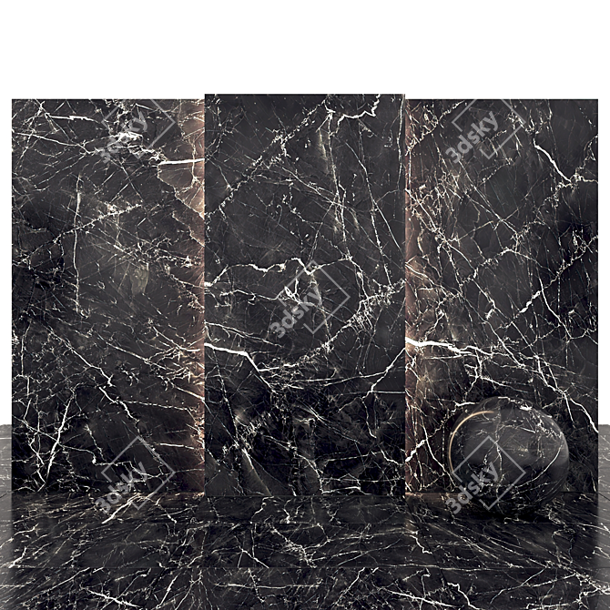 Sleek Gray Black Marble Tiles 3D model image 1