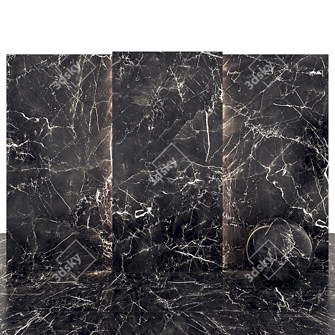 Sleek Gray Black Marble Tiles 3D model image 2
