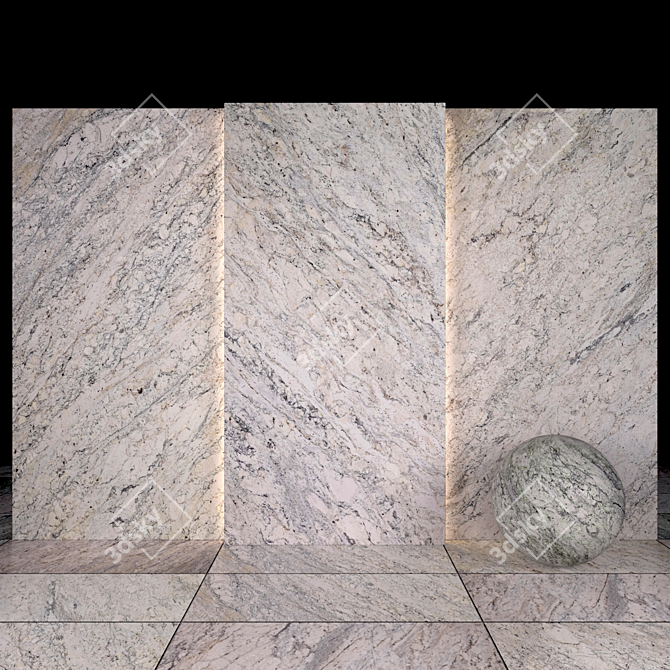 African Rain Granite: Stunning Slabs & Floor Tiles 3D model image 1