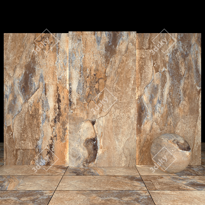 Katrin Brown Stone: Versatile Textured Tiles 3D model image 1