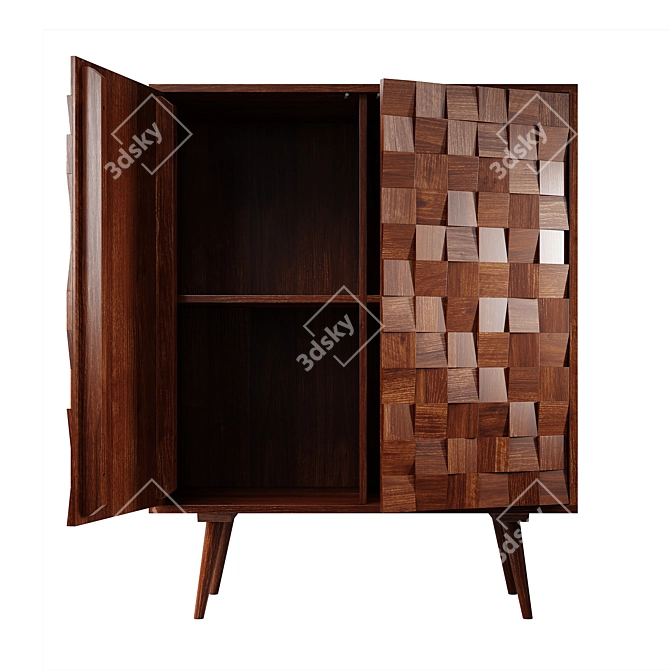 Zara Home Carved Wood Sideboard 3D model image 3