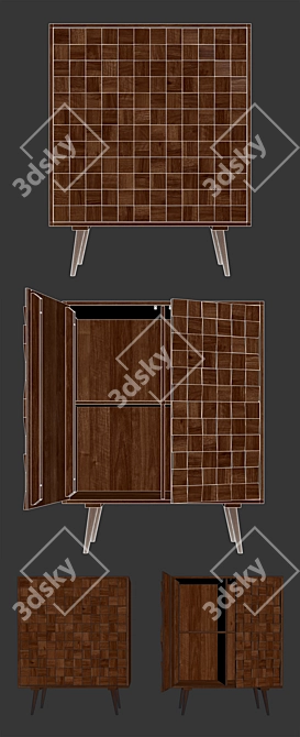 Zara Home Carved Wood Sideboard 3D model image 4