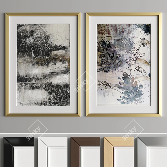 Modern Art Frame: A39 | 4 Woods & 2 Metals 3D model image 5