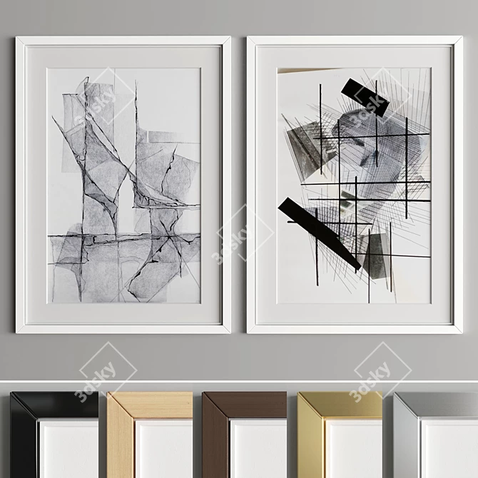 Modern Art Frame A40: 4 Woods & 2 Metals 3D model image 3