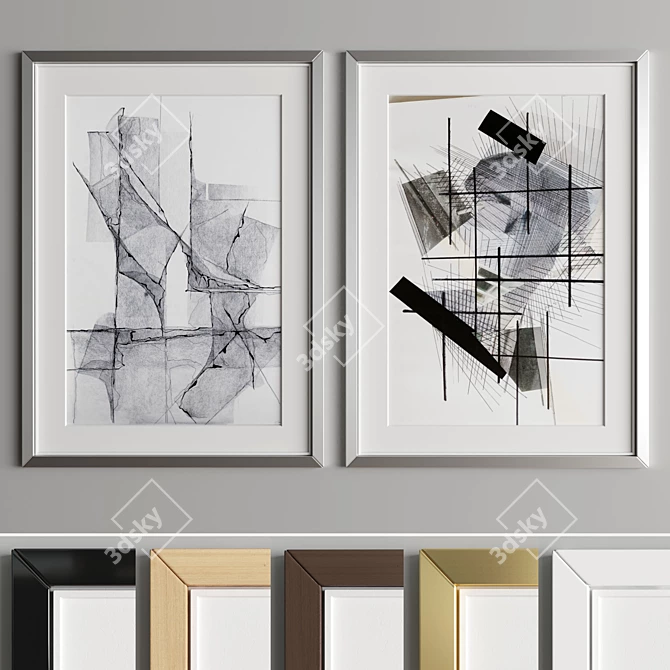 Modern Art Frame A40: 4 Woods & 2 Metals 3D model image 4