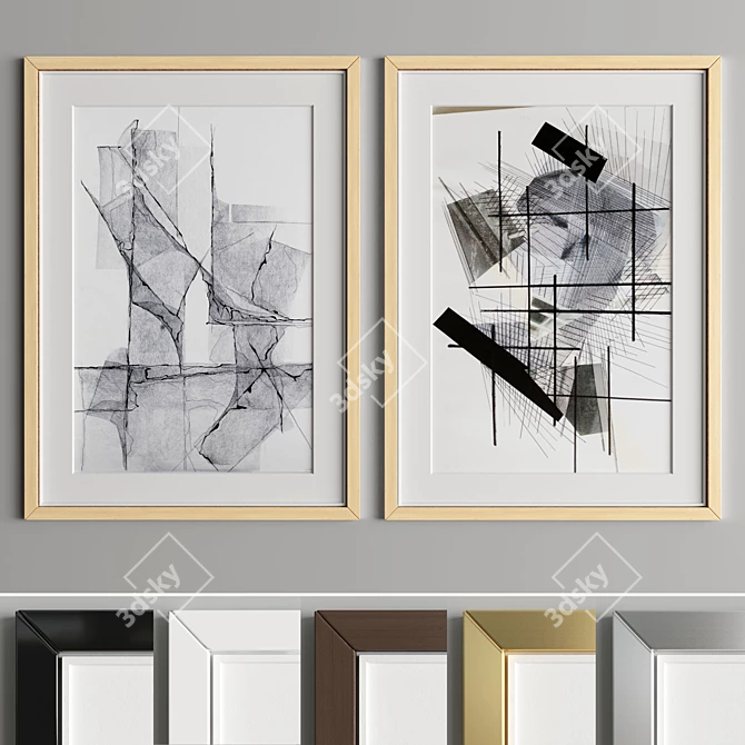 Modern Art Frame A40: 4 Woods & 2 Metals 3D model image 5