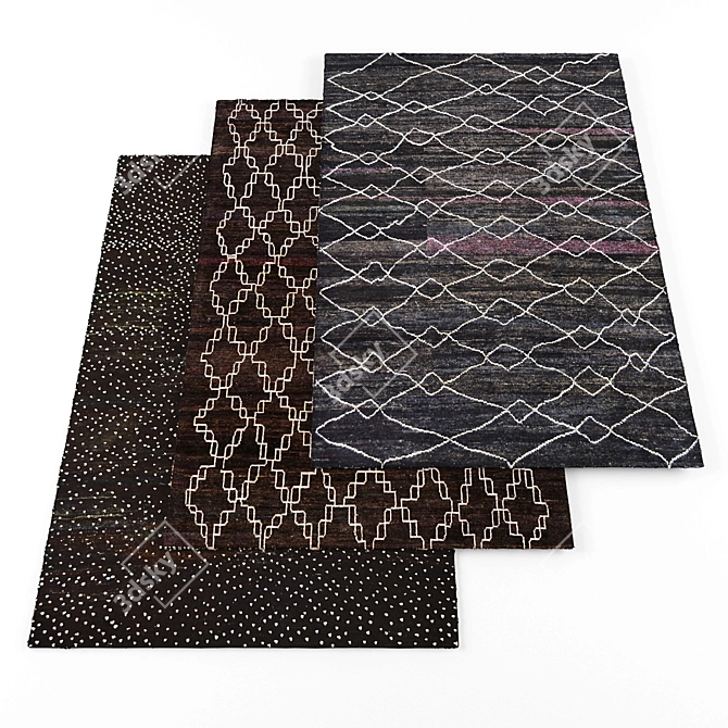 Multi-textured Carpets Set (3 Pieces) 3D model image 1