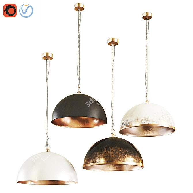 Modern Dome Pendant Light 3D model image 1