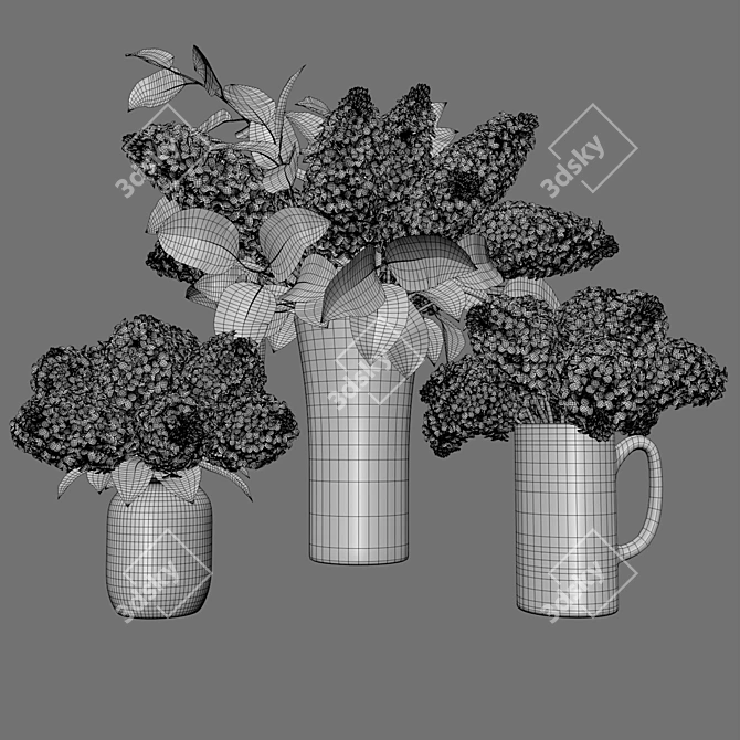 Elegant Floral Decor Set 3D model image 5