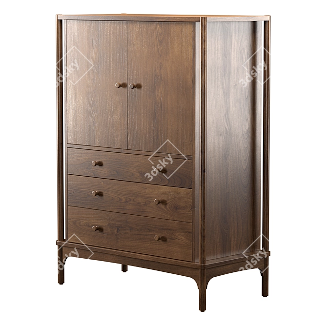 Elegant Walnut Grove Storage Chest 3D model image 1